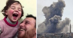 Deze vader leert z’n dochtertje om te lachen om bommen tijdens de oorlog in Syrië