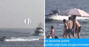 Twee drugscriminelen worden achterna gezeten door de politie en varen op strand af