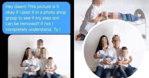 Harteloze vrouw wil dat stiefzoon uit gezinsfoto wordt gephotoshopt