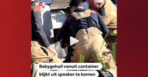 Misselijkmakende humor: babygehuil uit container blijkt uit speaker te komen