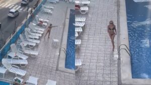 Vrouw sloopt zwembad in hotel op Ibiza