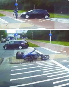 Fatbiker knalt op Peugeot en beelden zorgen voor ophef Wie zit hier fout..