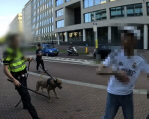 Agenten hebben geen geduld meer bij  overlastgevende hangjeugd, en dan komt de politiehond!