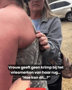 Vrouw geeft geen krimp bij het vriesmerken van haar rug…