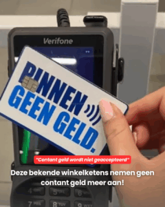 Contant geld wordt niet geaccepteerd..