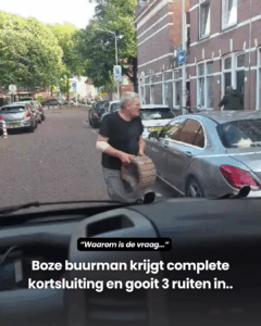 Boze buurman krijgt complete kortsluiting en gooit 3 ruiten in..