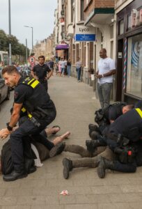 Beelden van agenten die niet-luisterende mannen in Amsterdam aanpakken gaan hard rond