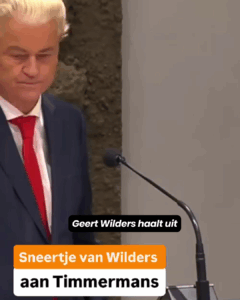 Geert Wilders deelt bij de Algemene Politieke Beschouwingen een sneer uit aan Frans