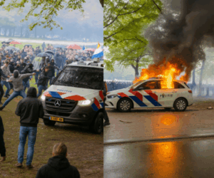 Protest op Malieveld escaleert: demonstranten richten zich tegen asielbeleid en vernielen politieauto