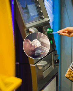 Dit betaal je per bank om geld op te nemen bij een geldautomaat..