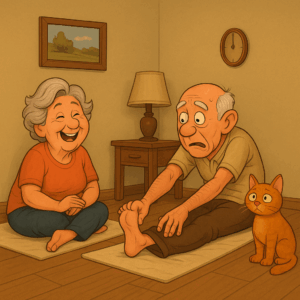 Jan en Miep proberen yoga: waarom ouder worden niet betekent dat je stopt met lachen